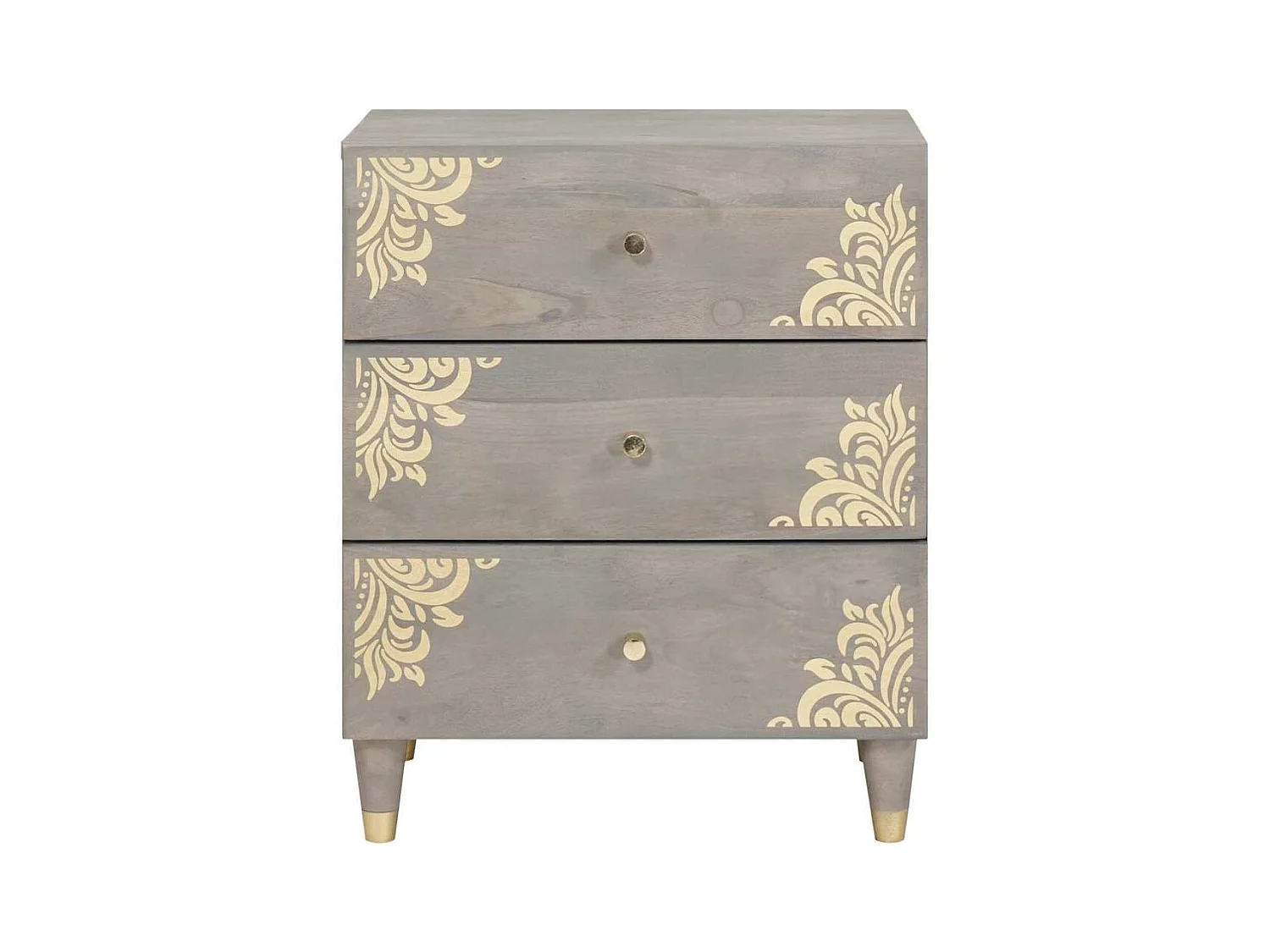 Mesilla de noche Gris 50 x 33 x 62 cm madera maciza de mango