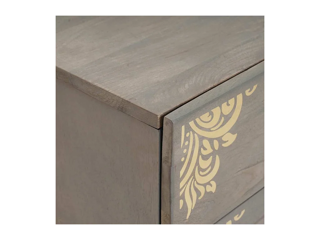 Mesilla de noche Gris 50 x 33 x 62 cm madera maciza de mango