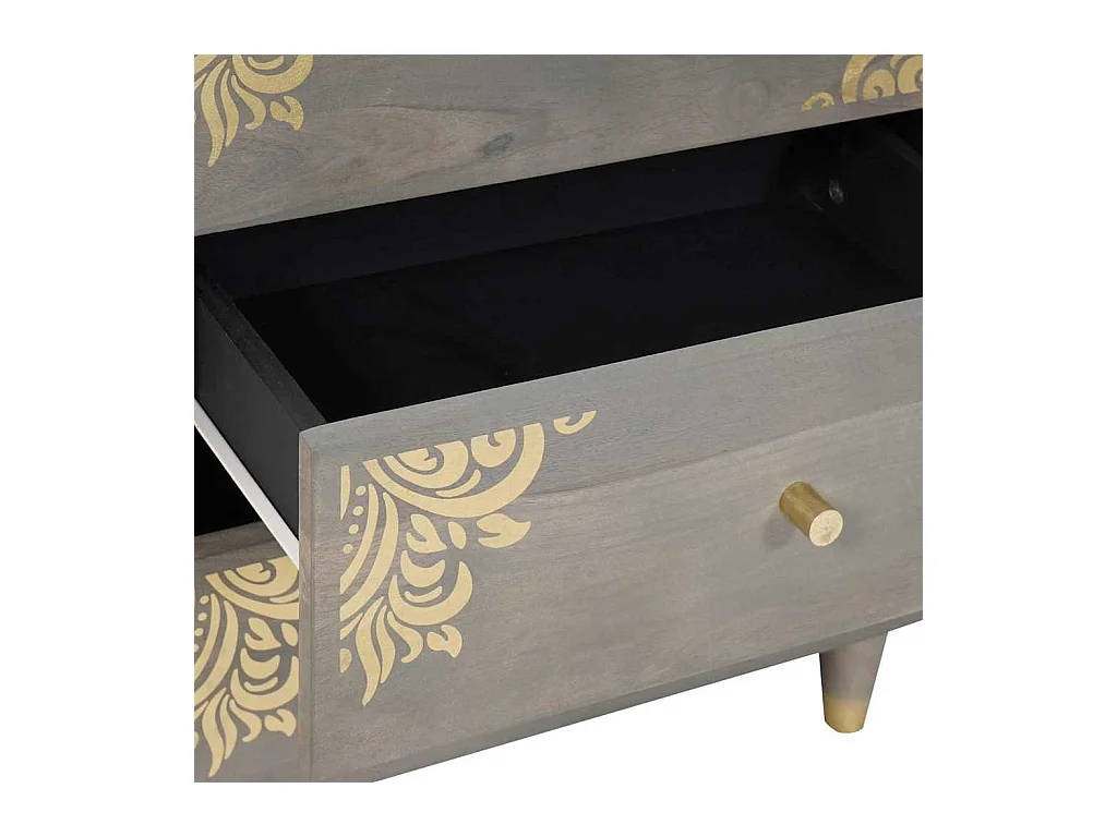 Mesilla de noche Gris 50 x 33 x 62 cm madera maciza de mango