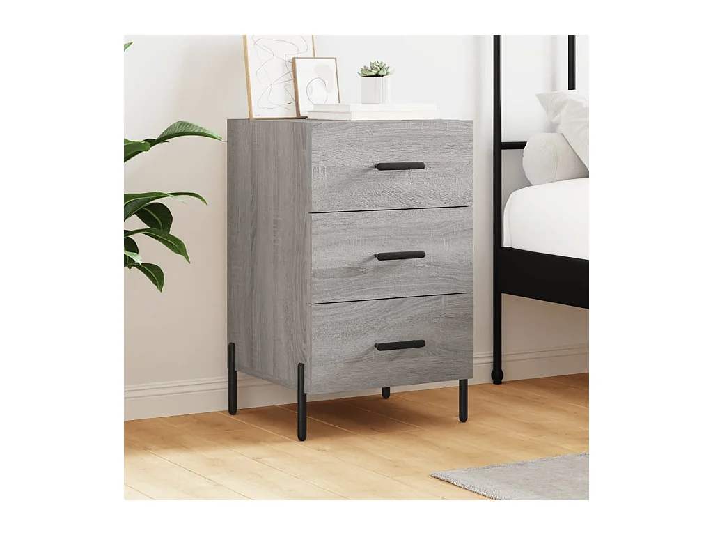 Comodino Sonoma Grey 40x40x66 cm in legno ingegnerizzato