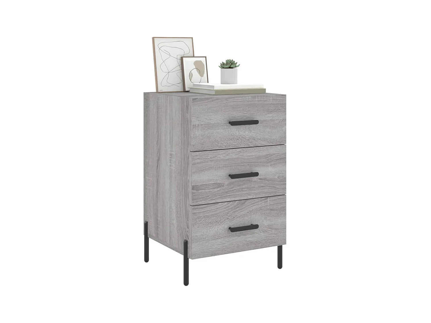 Comodino Sonoma Grey 40x40x66 cm in legno ingegnerizzato