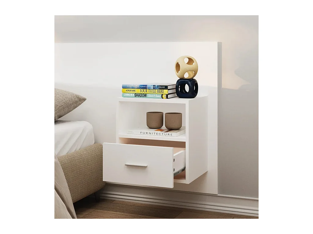 Tables de chevet murales 2 pcs Blanc