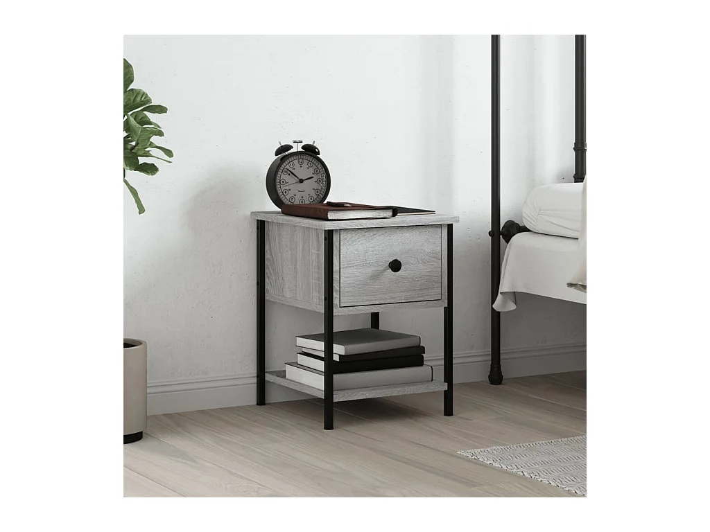 Mesita de noche Sonoma gris 34x35,5x45 cm Madera de ingeniería