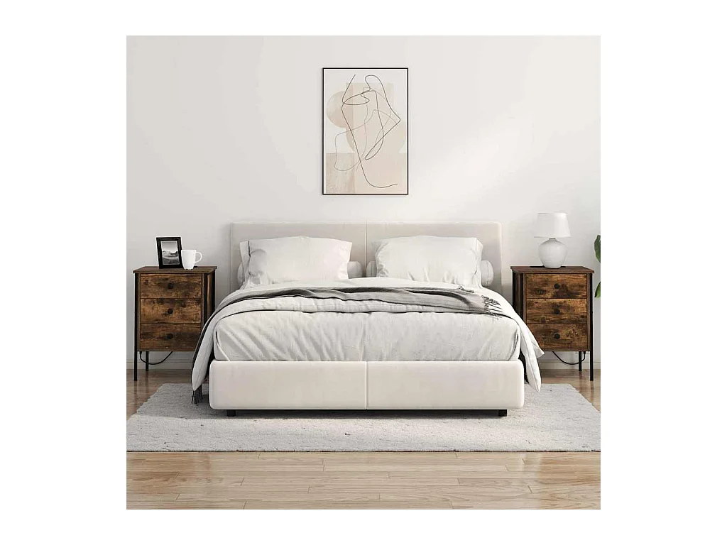 Mesitas de noche con cajón 2 uds Roble ahumado 42 x 41 x 61 cm