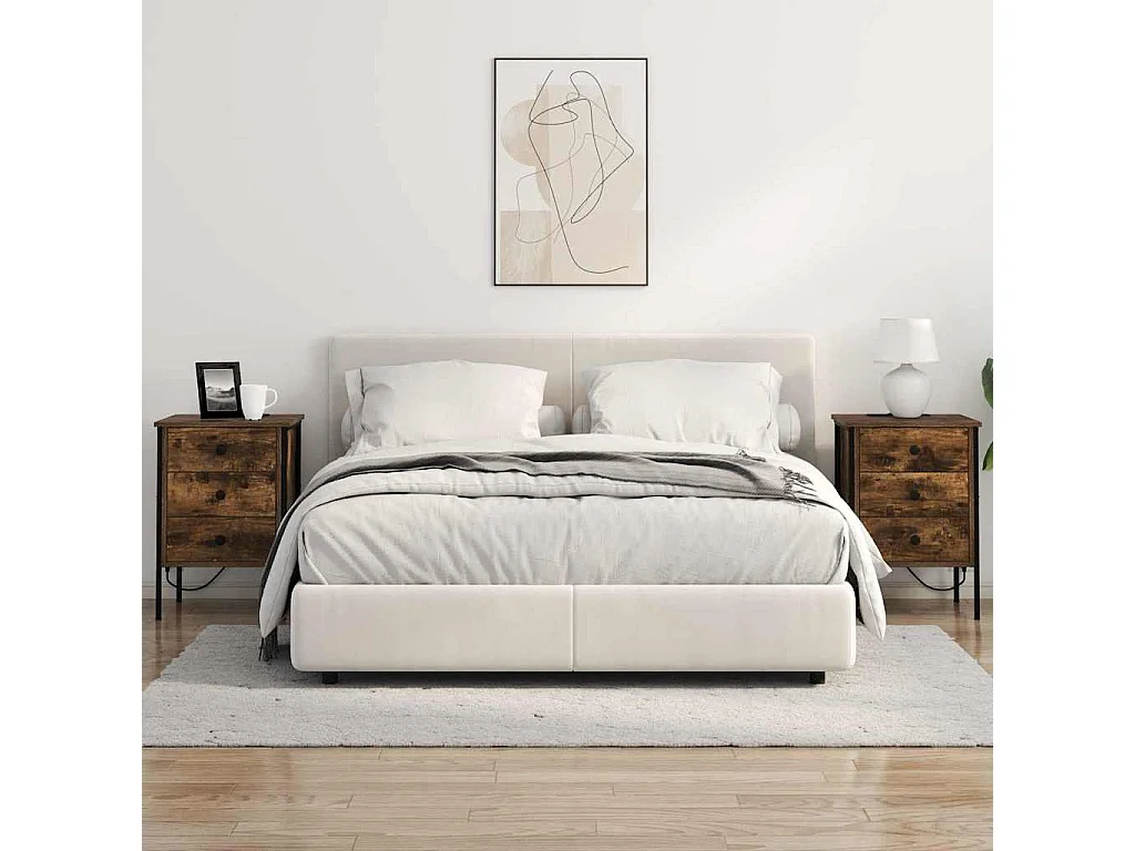 Armoires de chevet avec tiroir 2 pcs Chêne fumé 42 x 41 x 61 cm