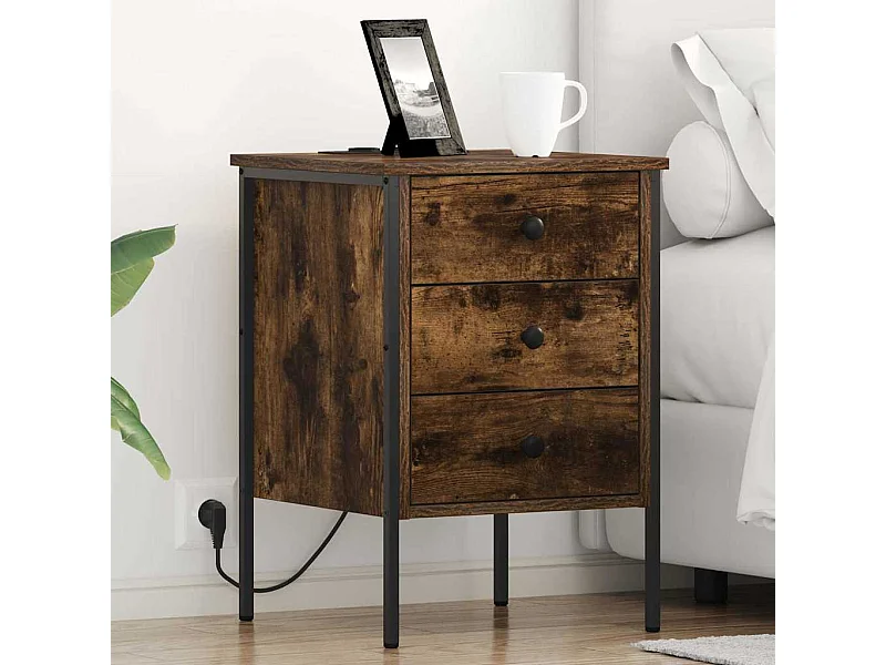 Armoires de chevet avec tiroir 2 pcs Chêne fumé 42 x 41 x 61 cm