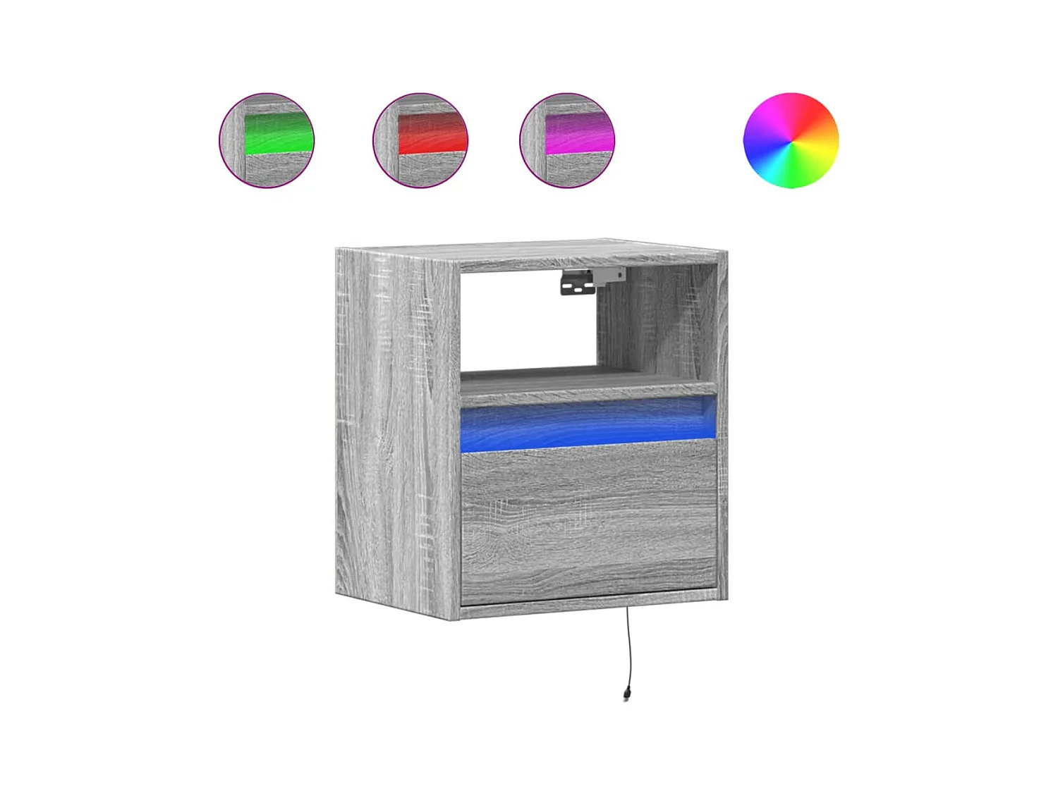 Mesitas de noche de pared con luces LED 2 piezas gris sonoma