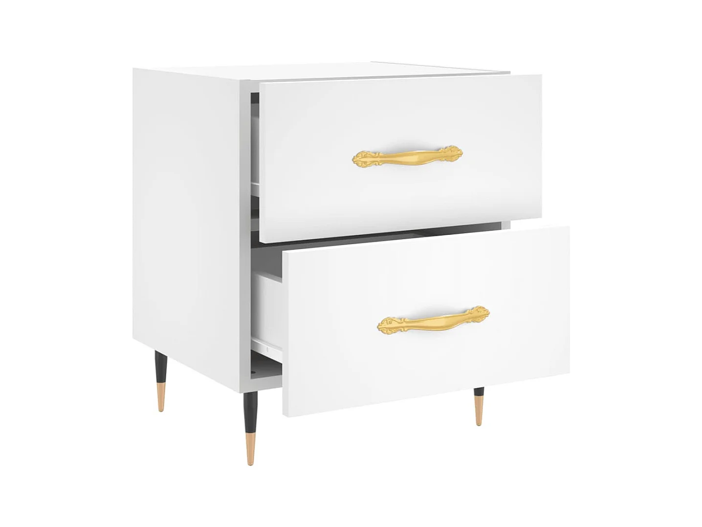 Comodini 2 pezzi bianchi 40x35x47,5 cm in legno ingegnerizzato