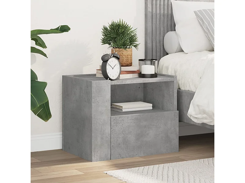 Table de chevet murale gris béton 45x30x35 cm
