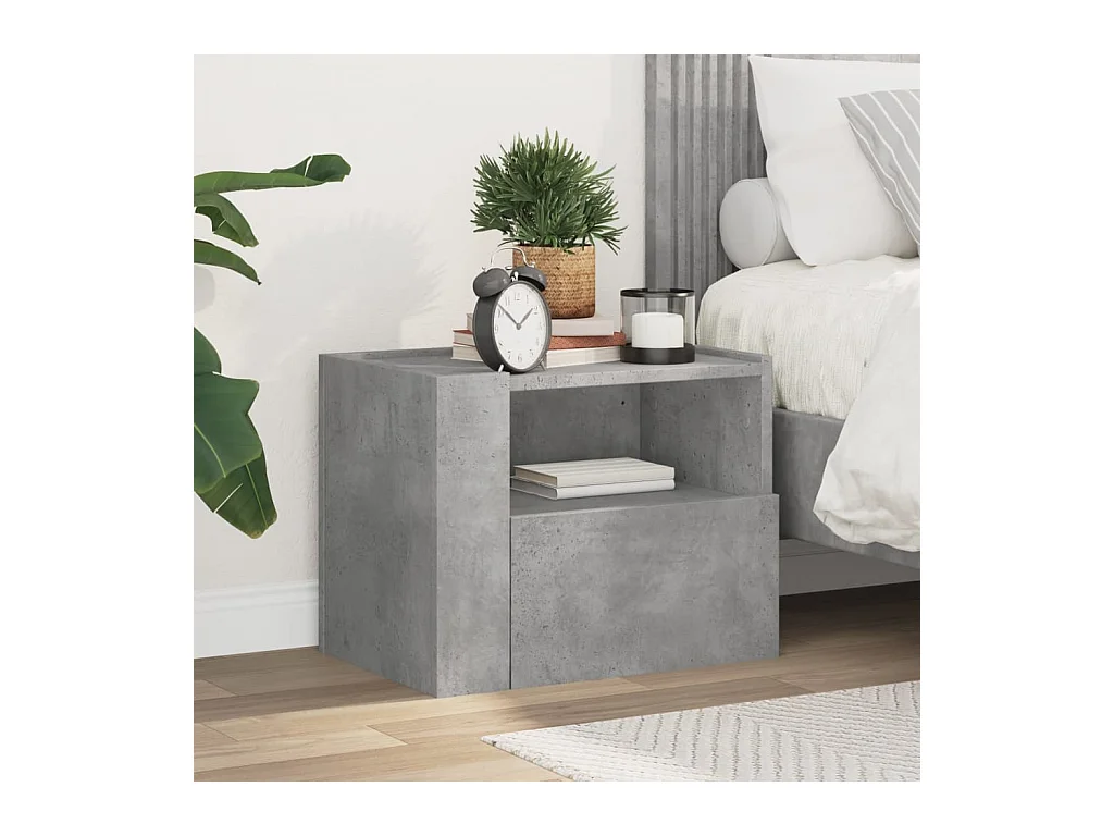 Mesita de noche de pared de color gris hormigón 45x30x35 cm