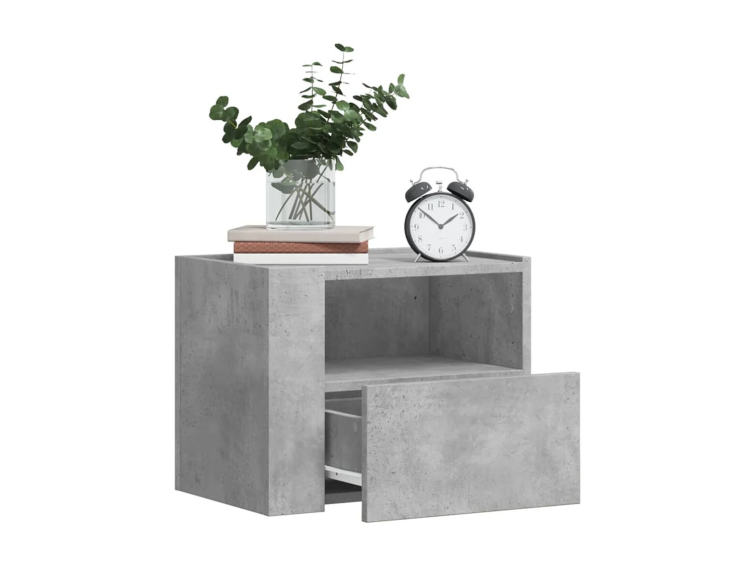 Table de chevet murale gris béton 45x30x35 cm