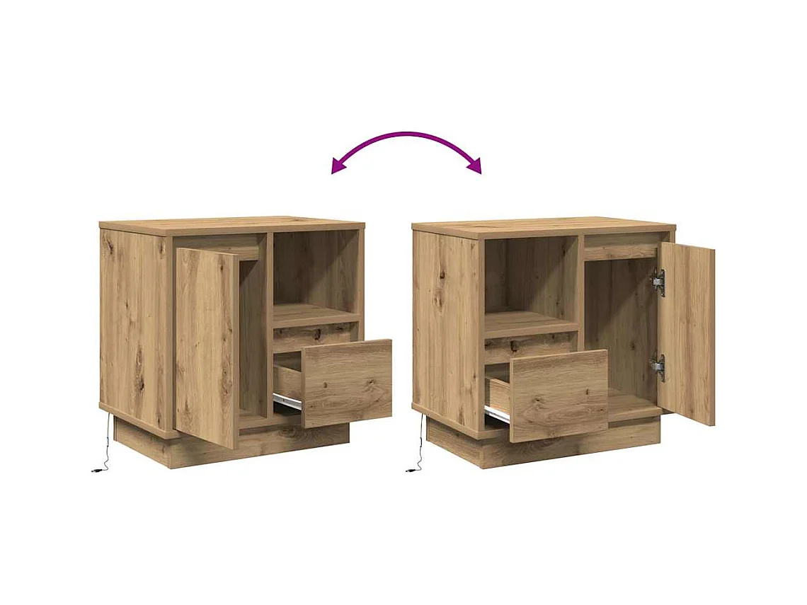 Nachtkastje met handgemaakt eikenhout 50 x 34,5 x 50 cm.