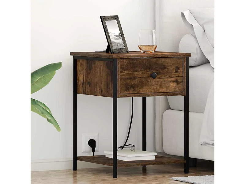 Comodino con cassetto 2 pz Rovere affumicato 42 x 41 x 56 cm