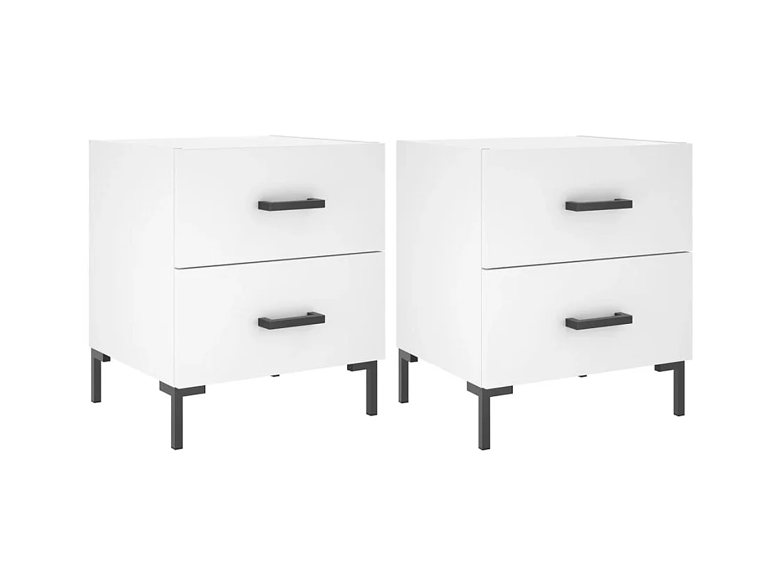 Nachtkastjes 2 stuks wit 40x35x47,5 cm bewerkt hout