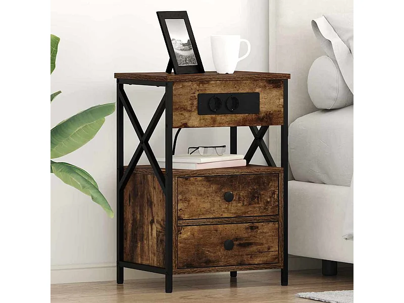 Cabinet de chevet Chêne fumé 40 x 31 x 60 cm Bois d'ingénierie