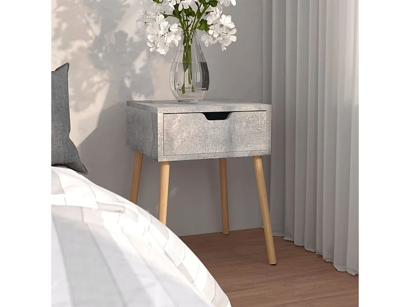 Comodino Grigio cemento 40x40x56 cm Legno ingegnerizzato