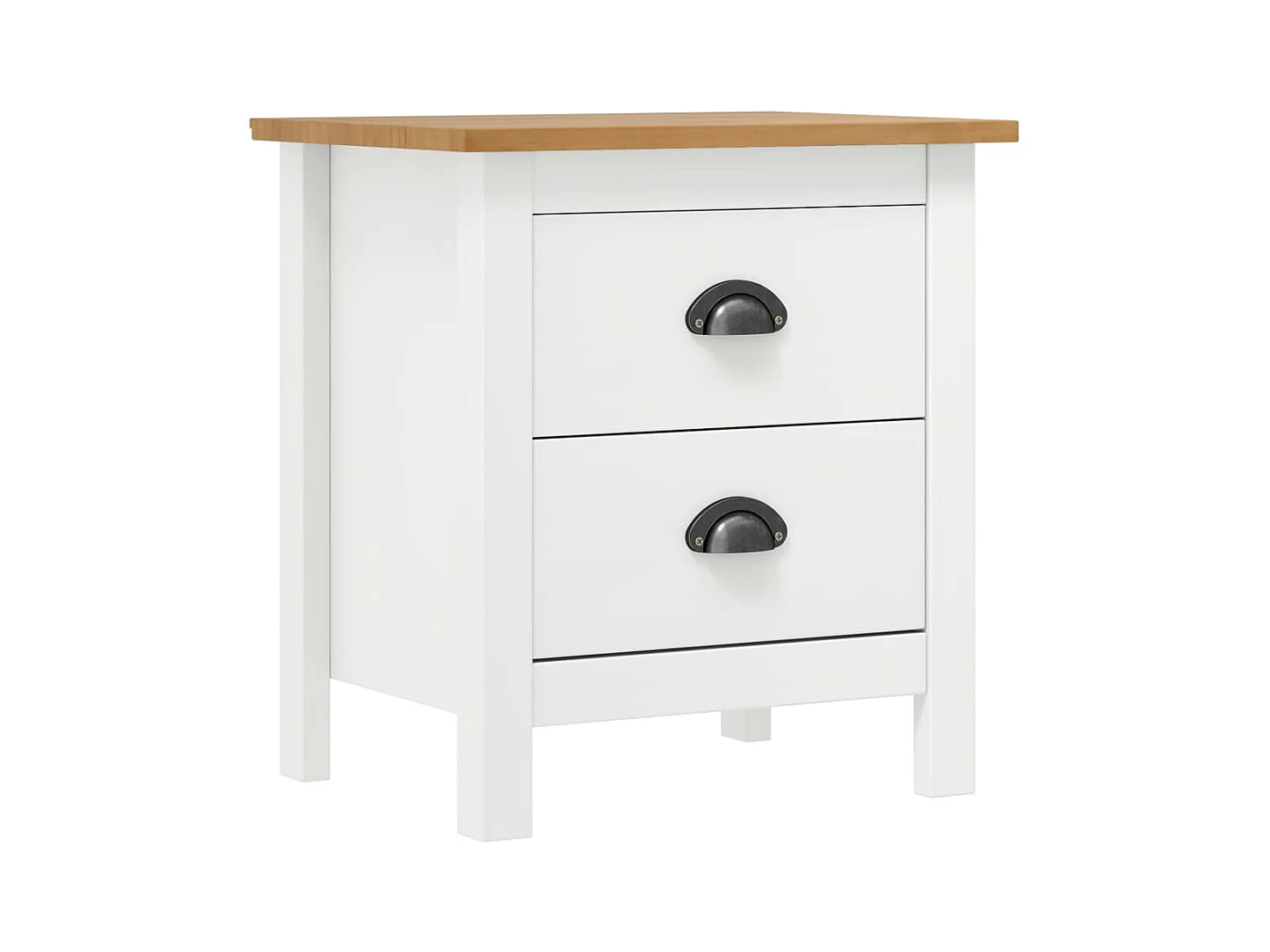 Table de chevet Hill Blanc 46x35x49,5 cm Bois de pin solide