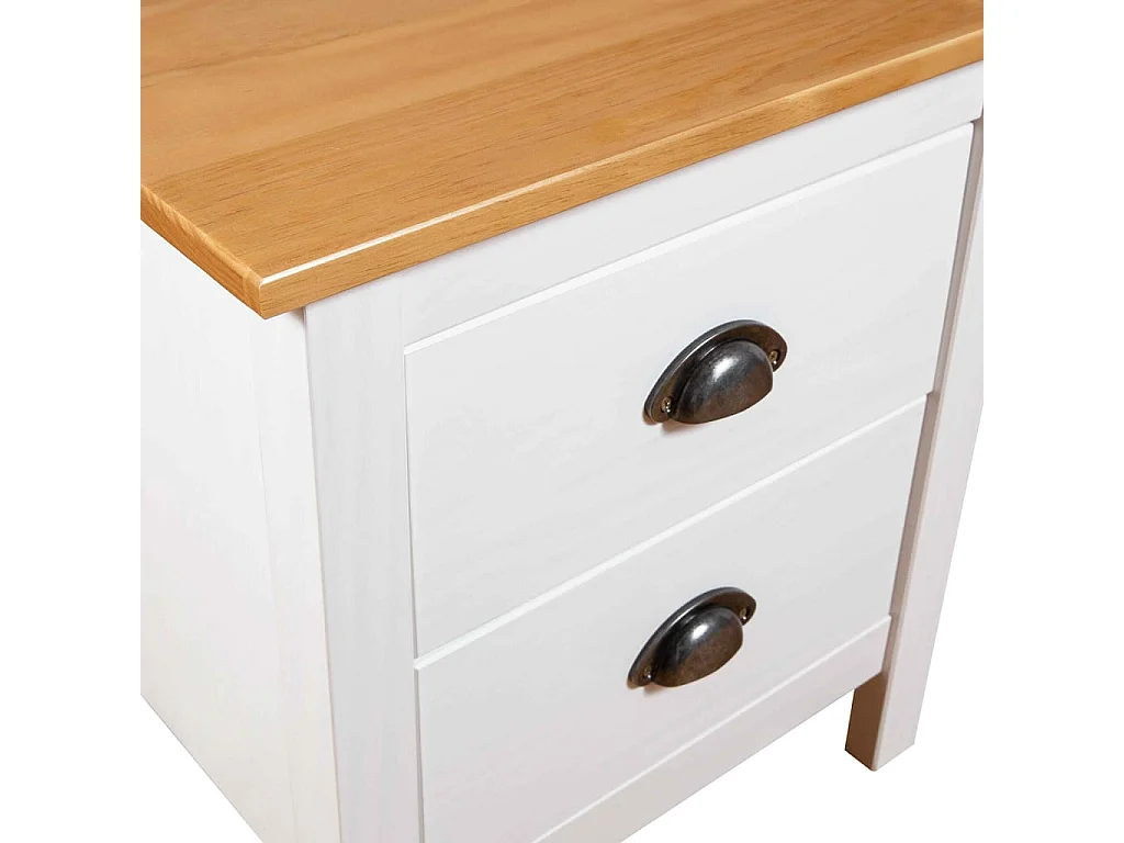Comodino Hill Bianco 46x35x49,5 cm Legno di Pino Massiccio