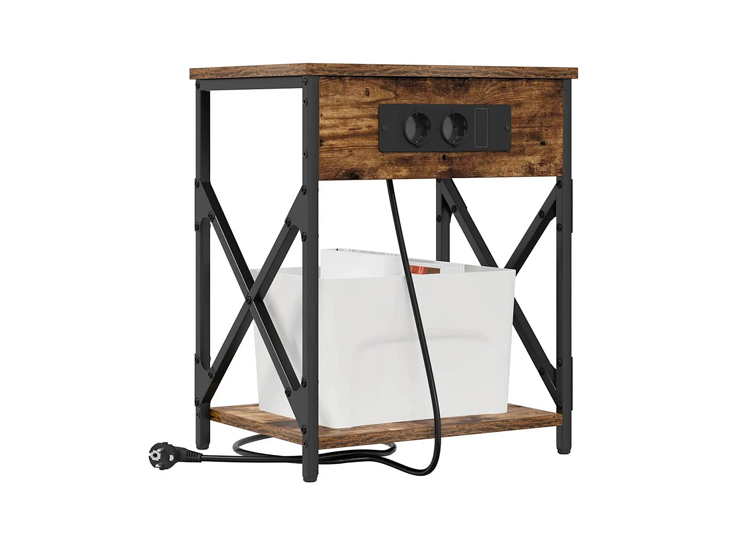 Comodino in rovere affumicato 41 x 31 x 51 cm in legno ingegnerizzato