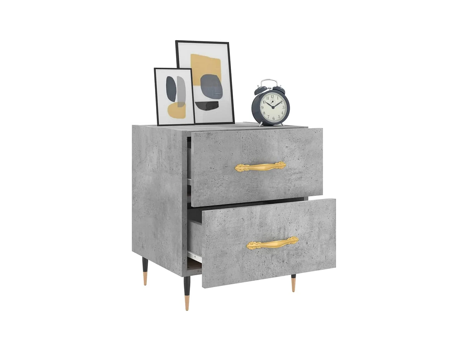 Comodino grigio cemento 40x35x47,5 cm in legno ingegnerizzato