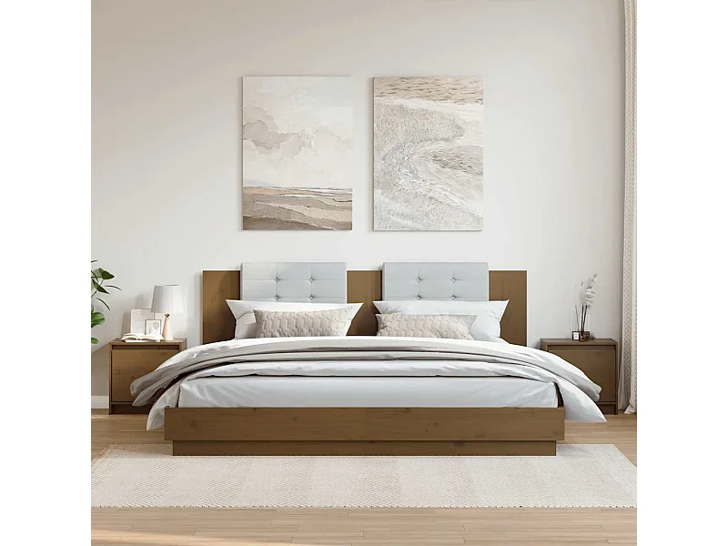 Mesitas de noche 2 uds Marrón miel 40x30,5x40 cm Madera de pino