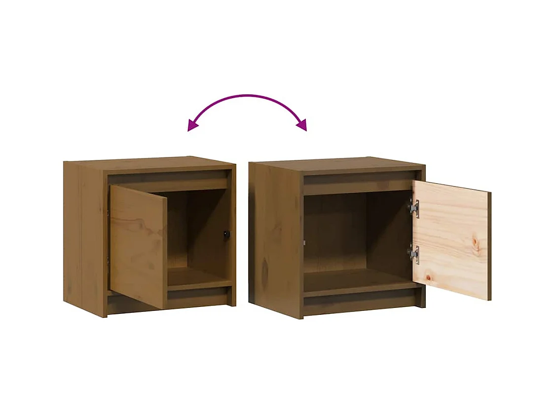 Nachtkastjes 2 stuks Honingbruin 40x30,5x40 cm Dennenhout