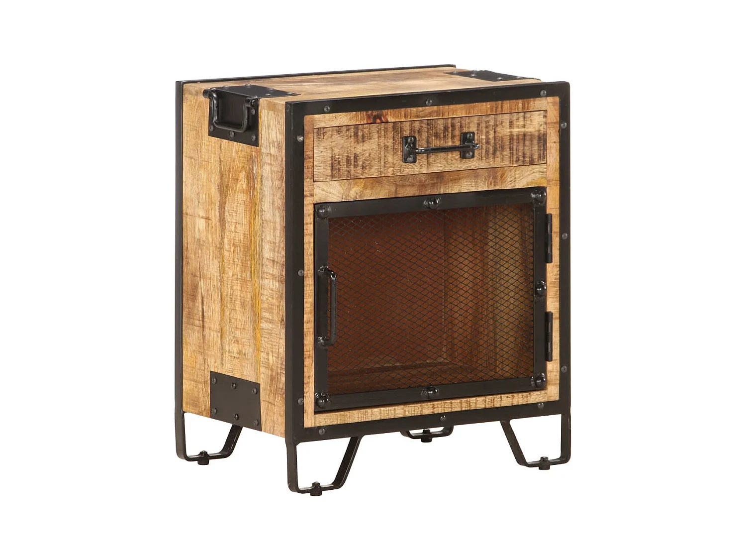 Nachttisch 43x30x51 cm Massives rohes Mangoholz