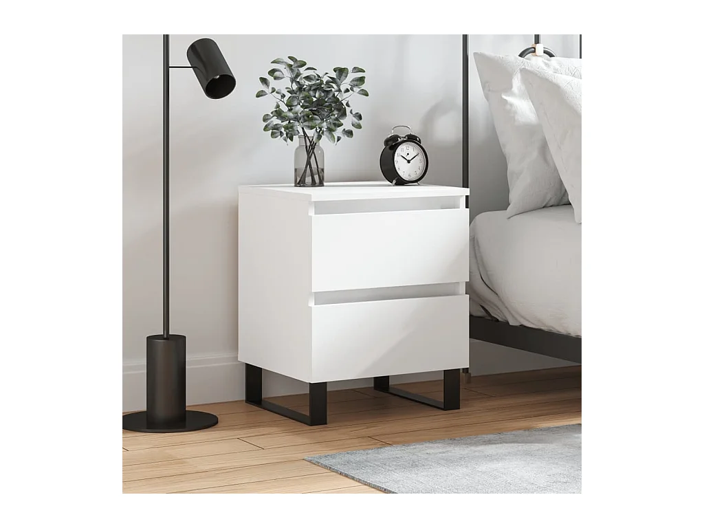 Comodino Bianco 40x35x50 cm Legno ingegnerizzato