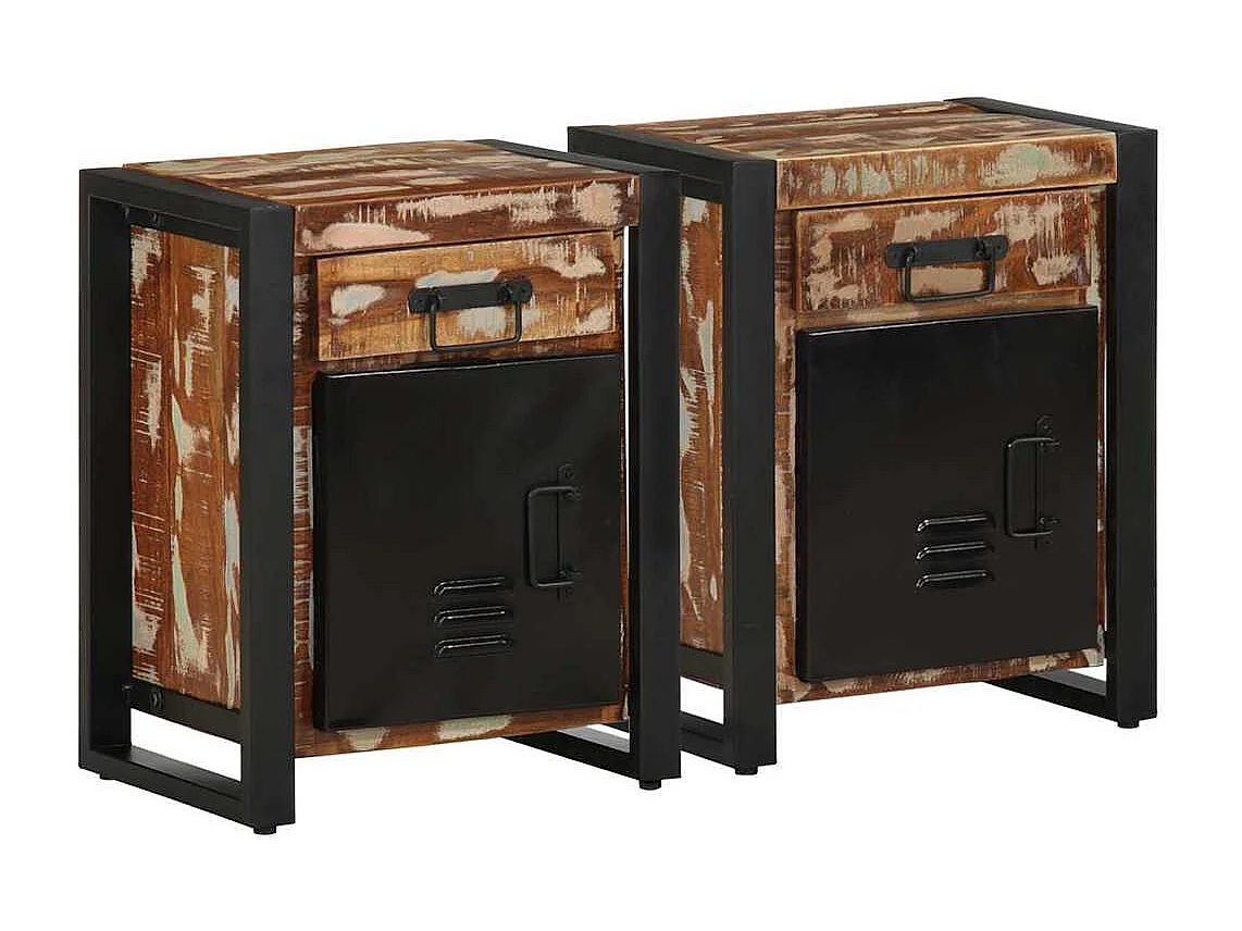 Tables de chevet 2 pcs multicolore bois massif de manguier brut