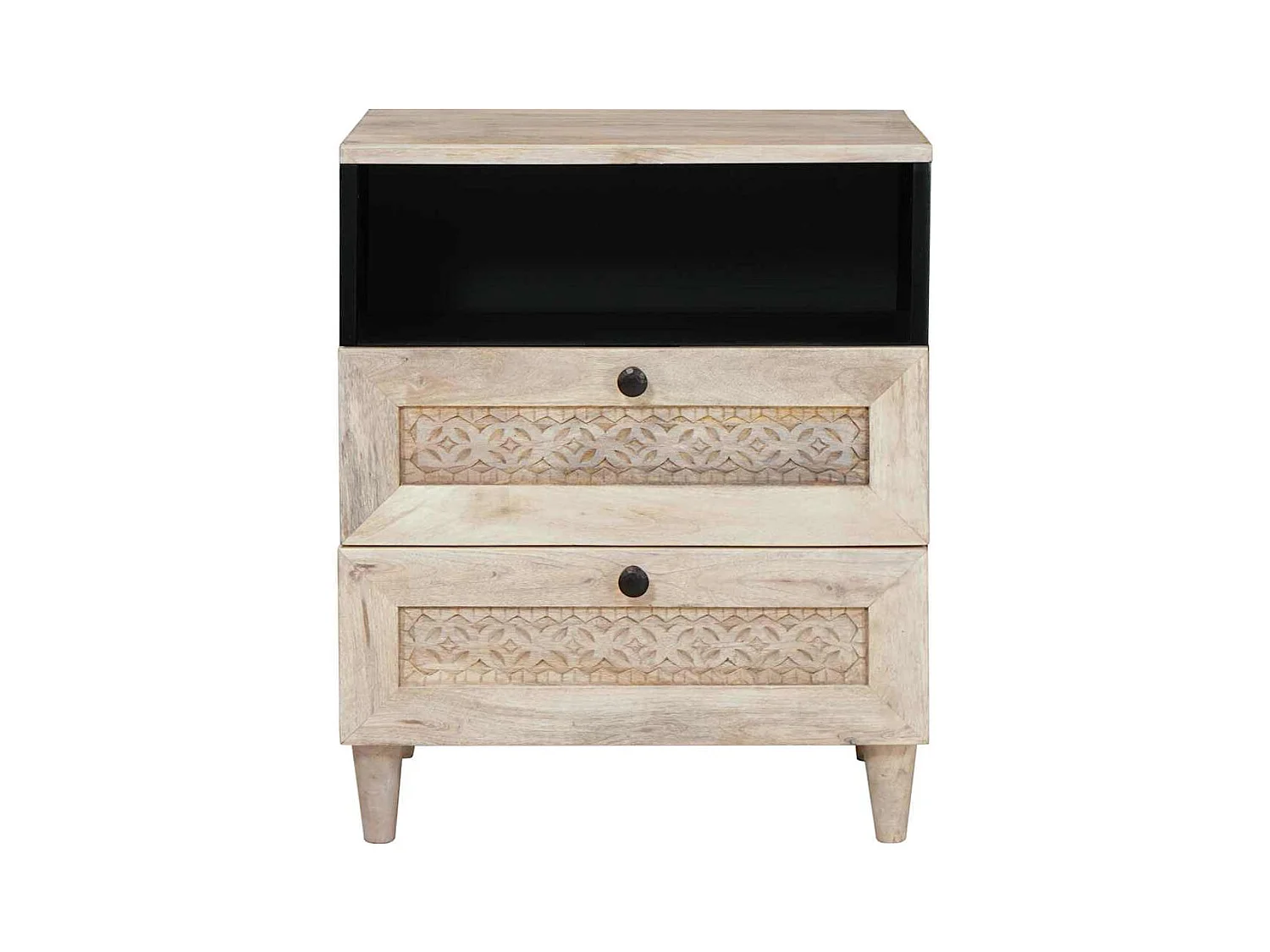 Beige nachtkastje 50 x 33 x 60 cm massief mangohout