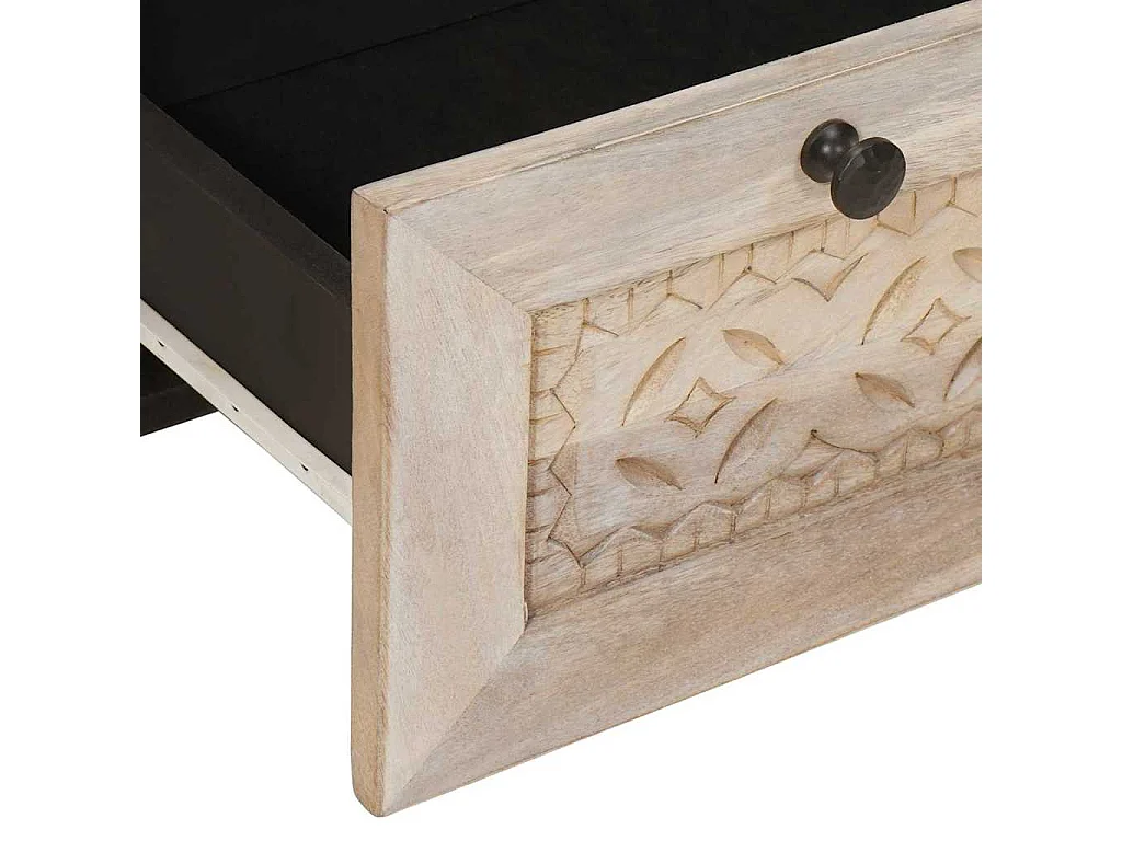 Beige nachtkastje 50 x 33 x 60 cm massief mangohout