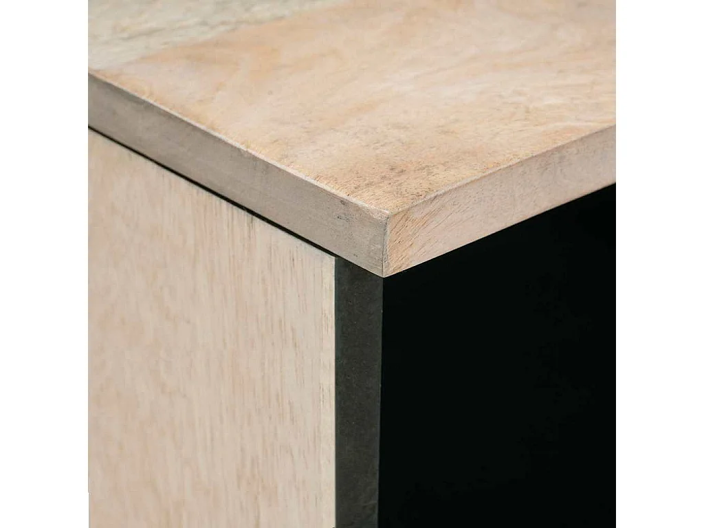 Mesita de noche beige 50x33x60 cm madera maciza de mango