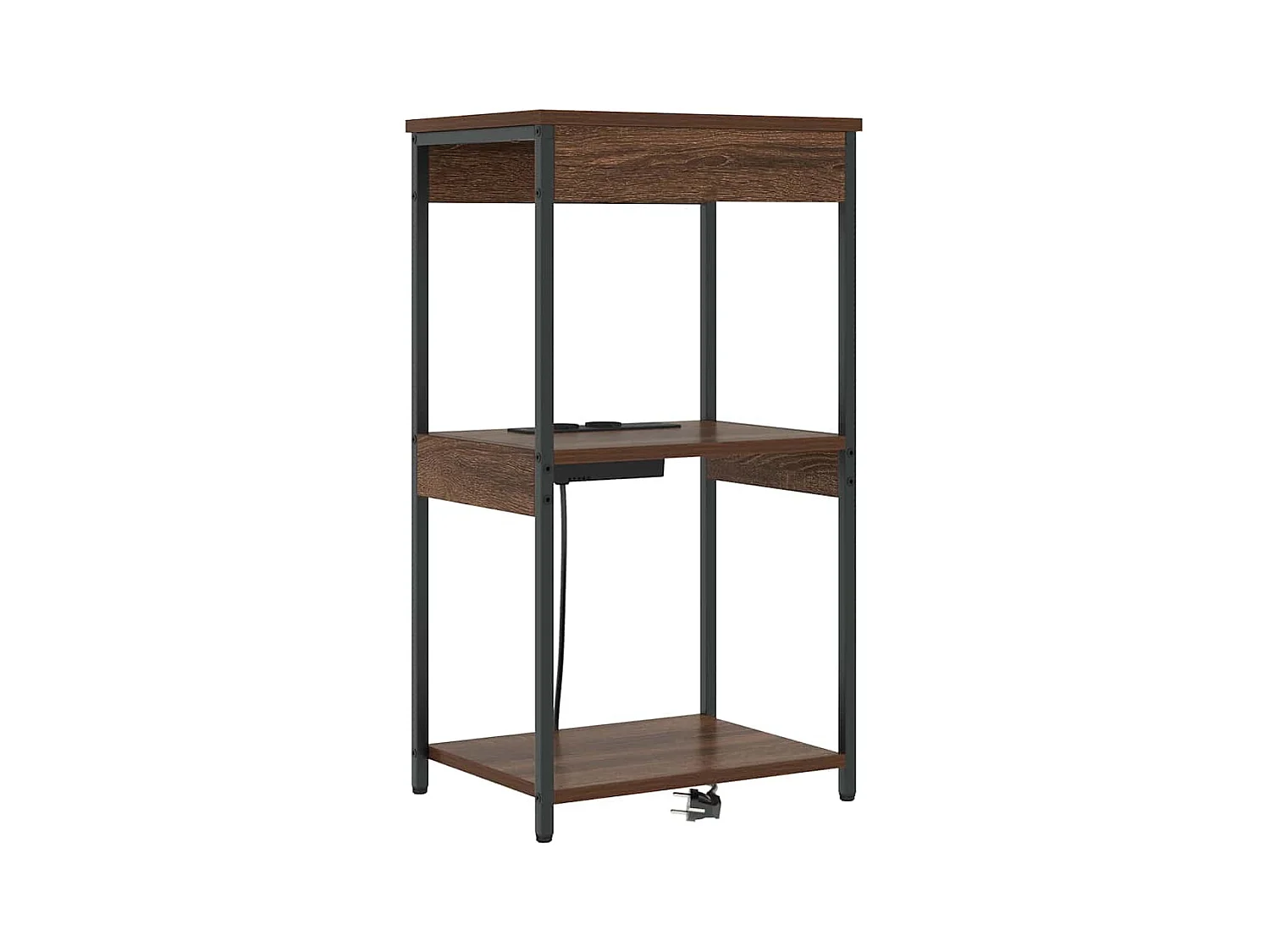 Comodino con stazione di ricarica Rovere marrone