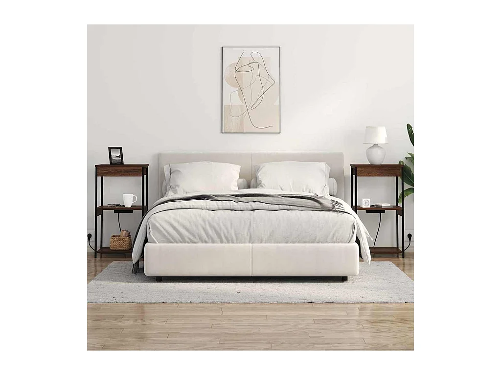 Comodino con stazione di ricarica Rovere marrone