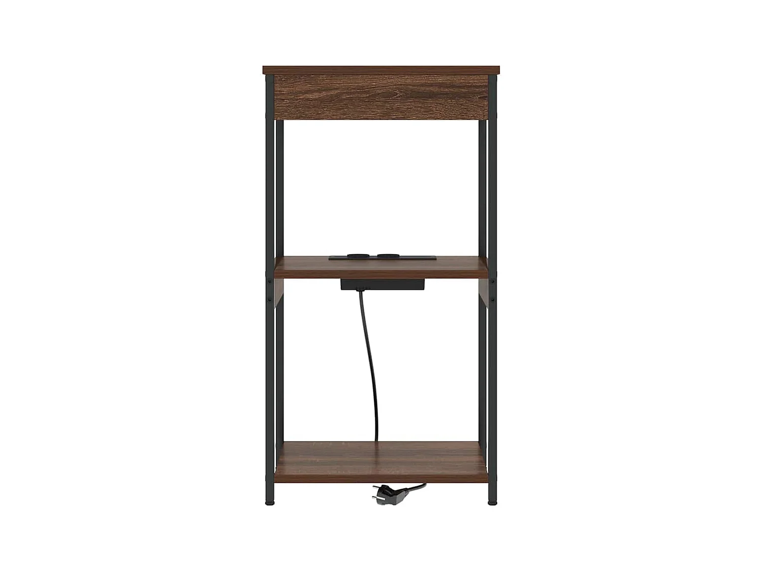 Comodino con stazione di ricarica Rovere marrone