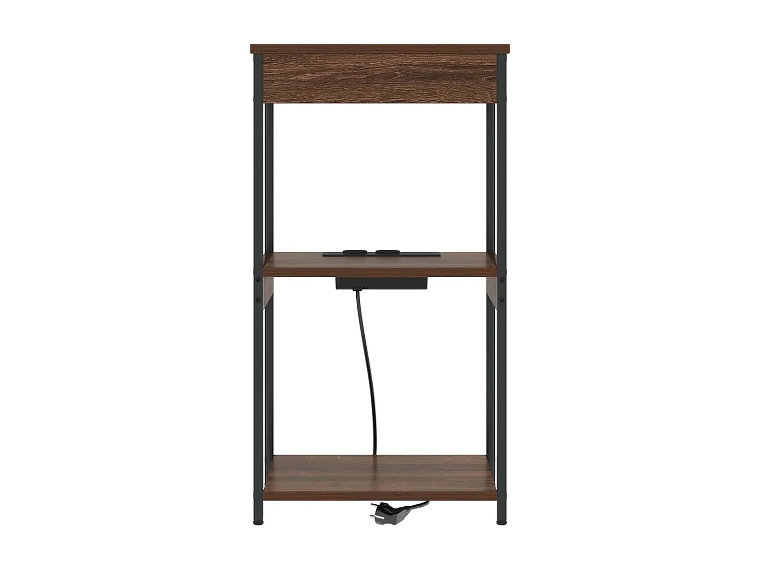 Table de nuit avec station de chargement Chêne marron