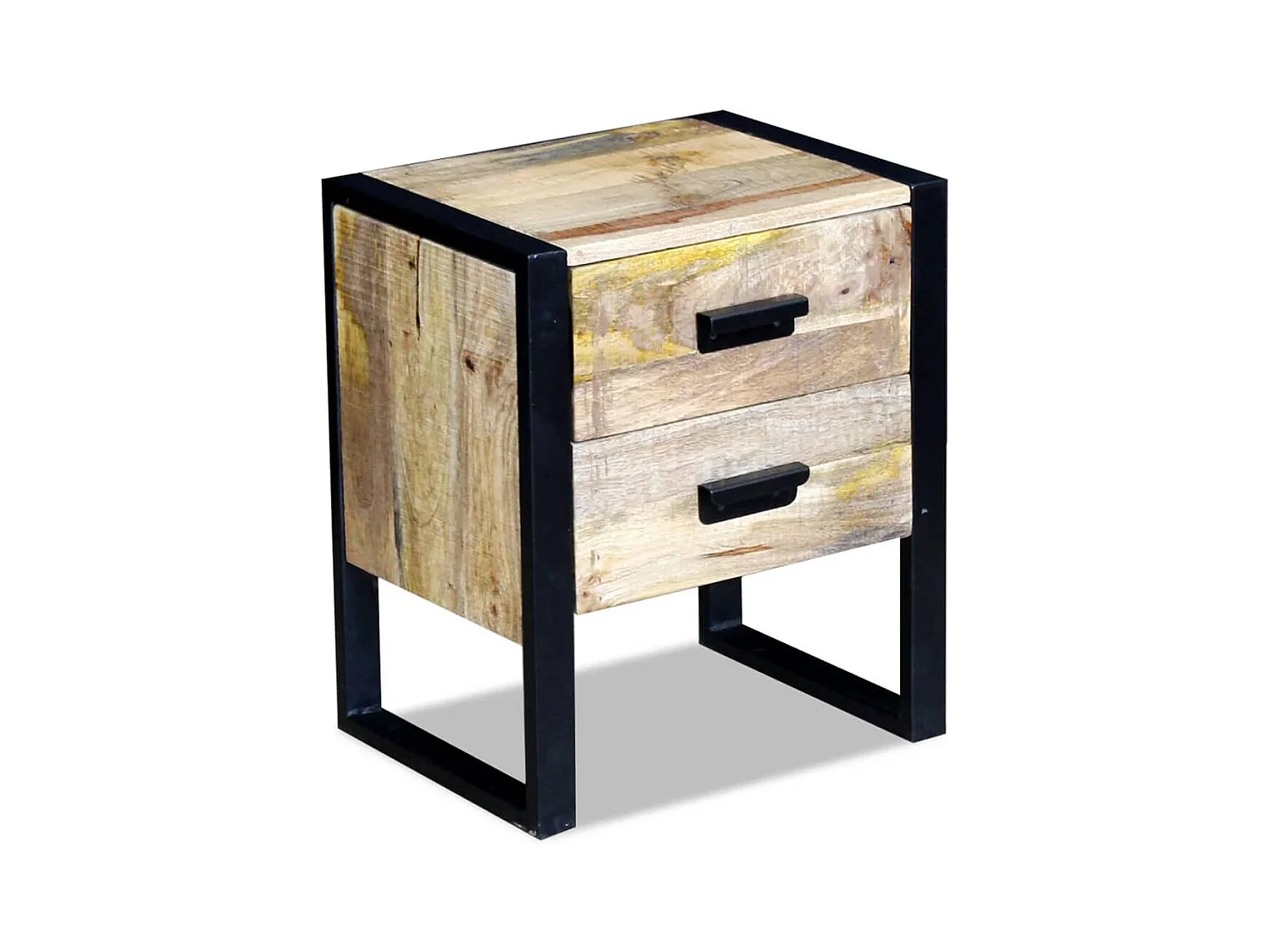 Mesa auxiliar con 2 cajones en madera maciza de mango 43x33x51 cm