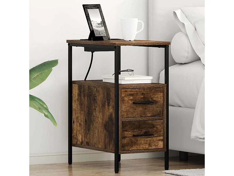 Armoires de chevet avec tiroir 2 pcs Chêne fumé 30 x 48 x 61 cm