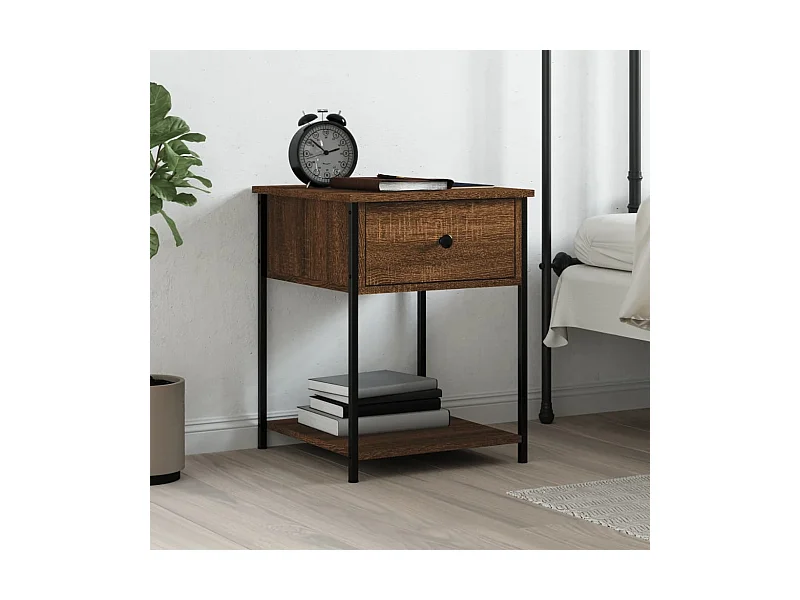 Nachtkastje bruin eiken 44x45x58 cm bewerkt hout