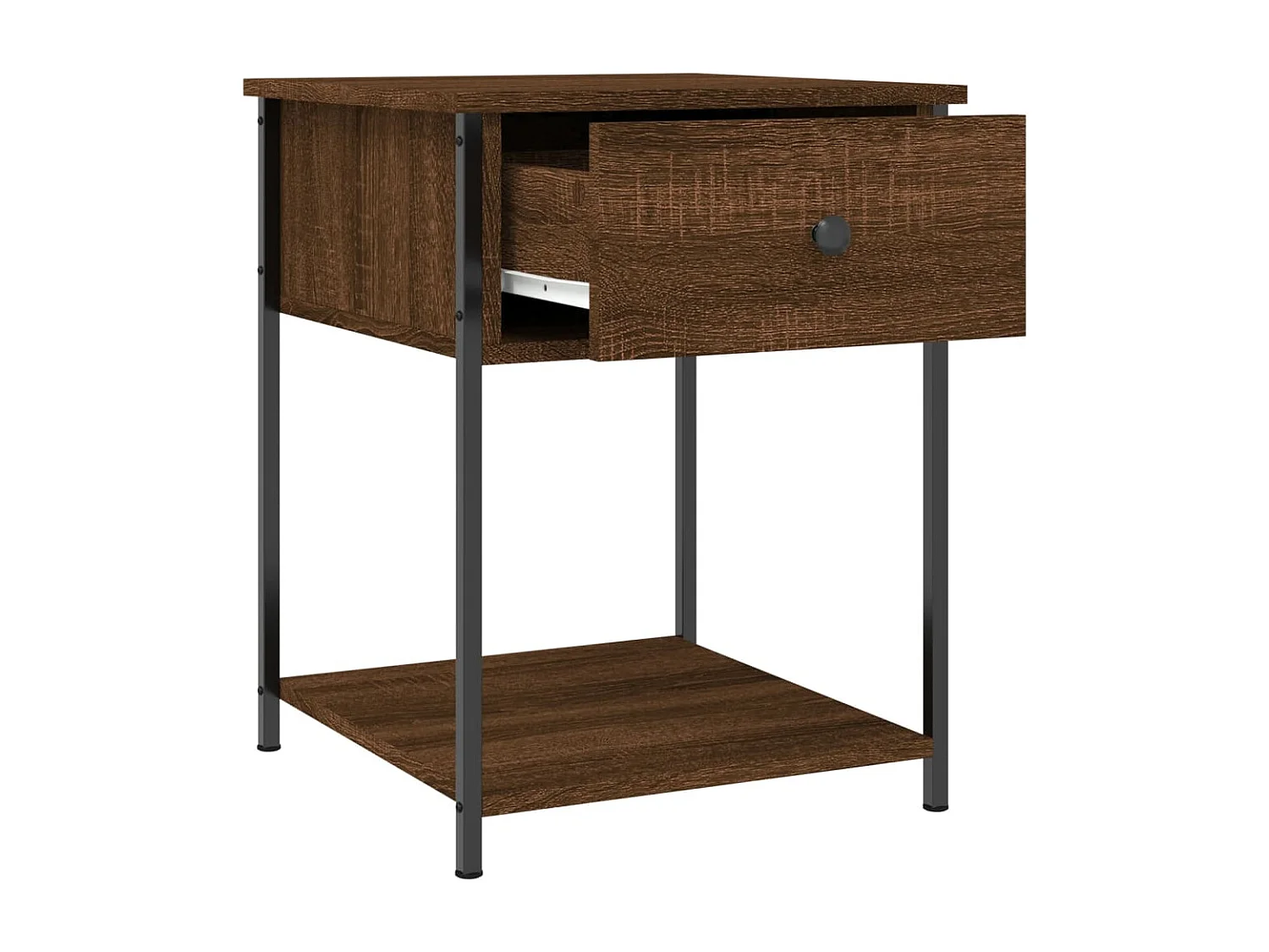 Mesita de noche roble marrón 44x45x58 cm madera de ingeniería