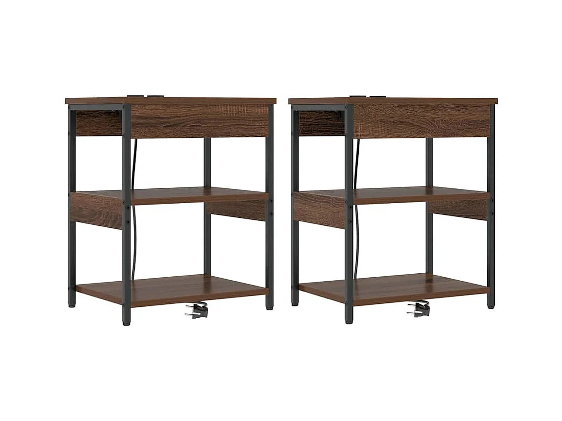 Nachtkastjes 2 stuks Bruin eiken 41 x 31 x 51 cm