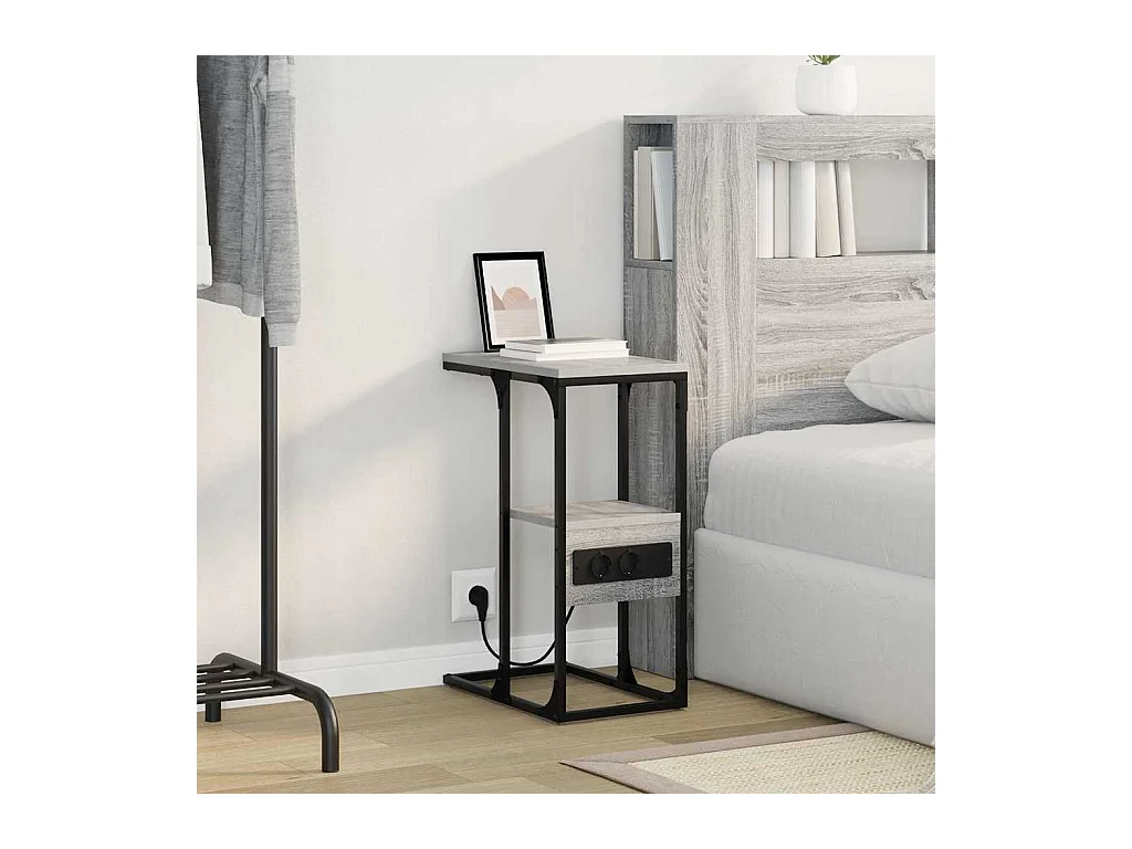 Comodino con cassetto Sonoma grigio 41,5 x 26 x 60,5 cm