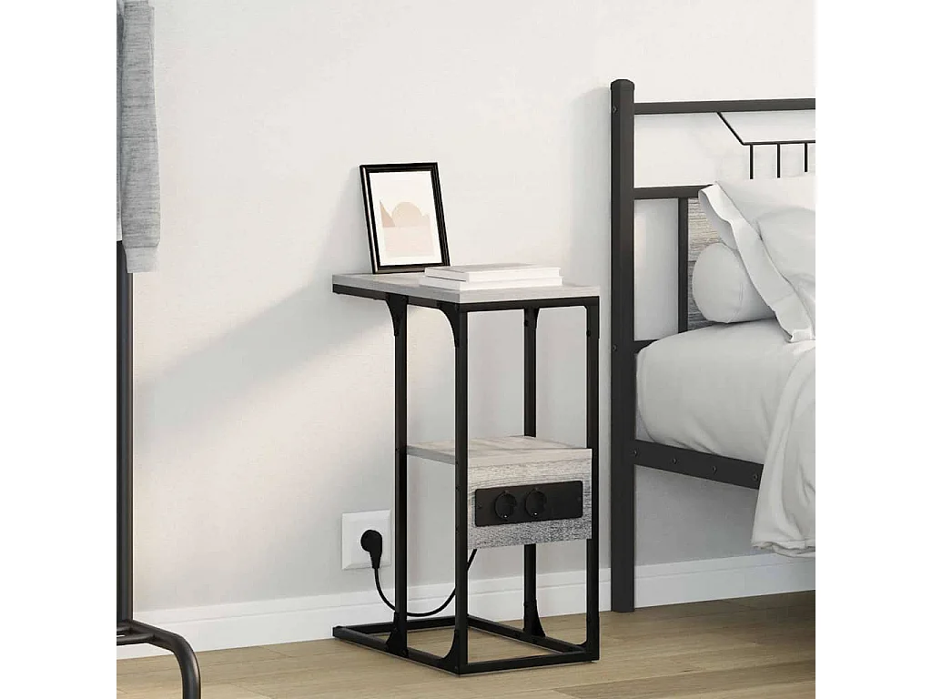 Mesilla de noche con cajón Sonoma gris 41,5 x 26 x 60,5 cm