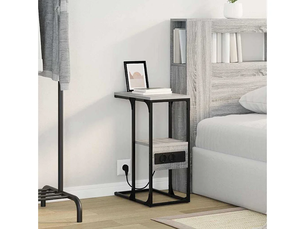 Mesilla de noche con cajón Sonoma gris 41,5 x 26 x 60,5 cm