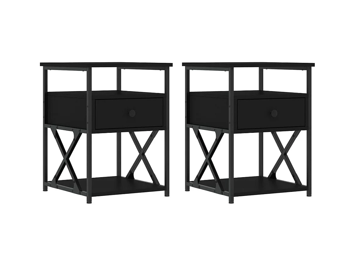 Mesitas de noche 2 piezas negras 40x42x55 cm madera de ingeniería
