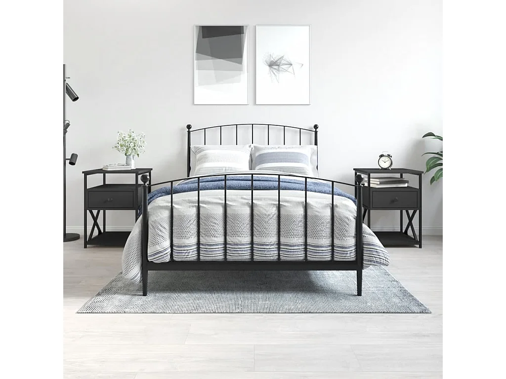 Mesitas de noche 2 piezas negras 40x42x55 cm madera de ingeniería