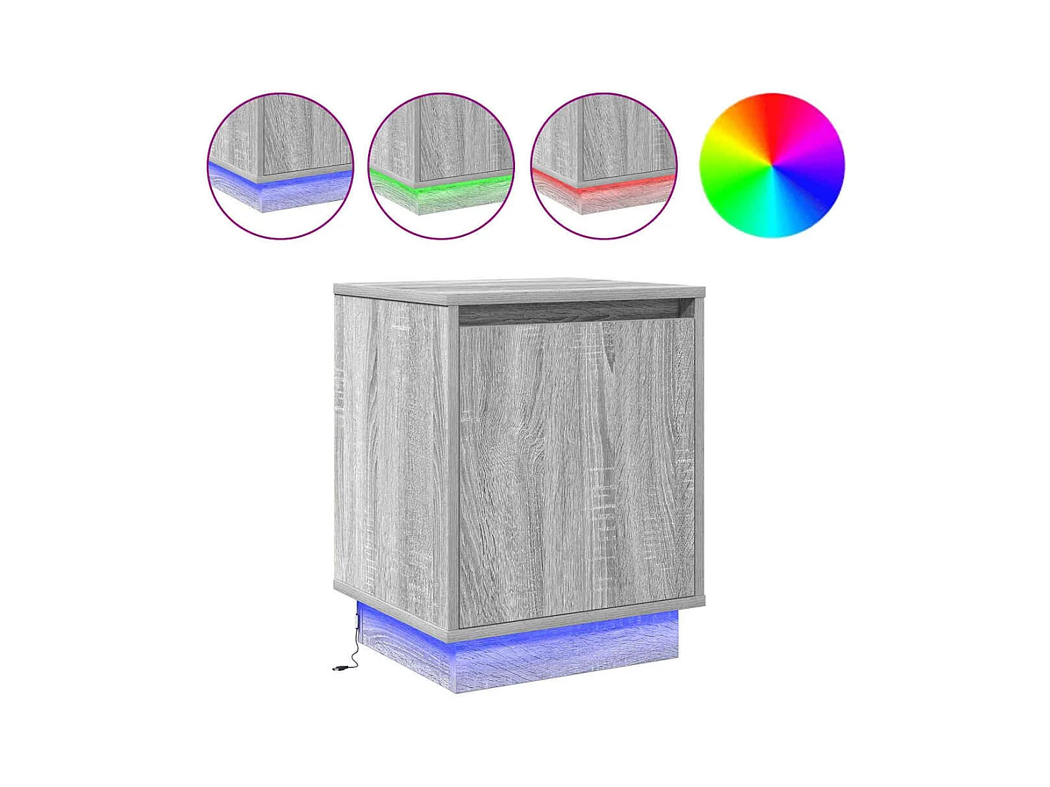 Mesilla de noche con madera de ingeniería gris de 39 x 34,5 x 50 cm