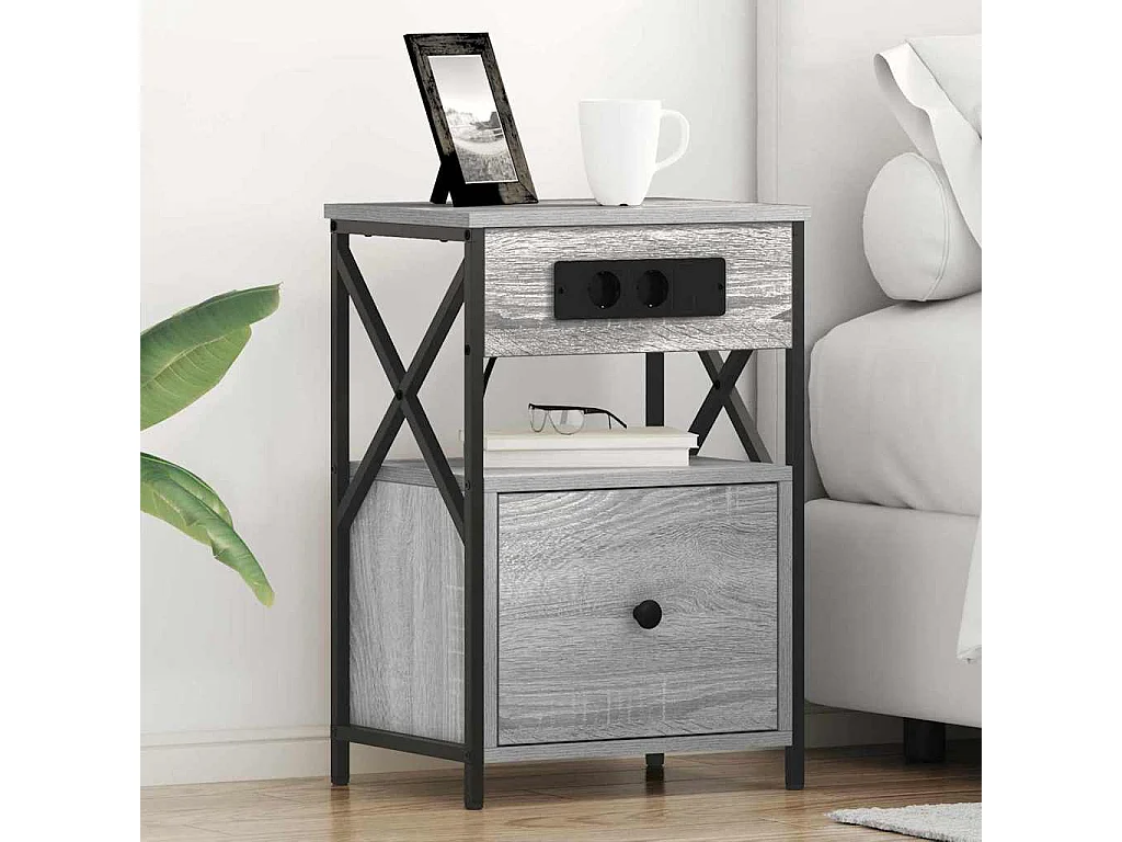 Cabinet de chevet avec tiroir 2 pcs Sonoma gris 40 x 31 x 60 cm