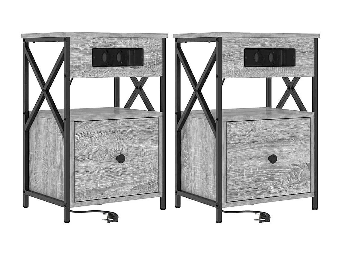 Cabinet de chevet avec tiroir 2 pcs Sonoma gris 40 x 31 x 60 cm