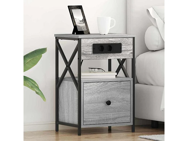 Cabinet de chevet avec tiroir 2 pcs Sonoma gris 40 x 31 x 60 cm